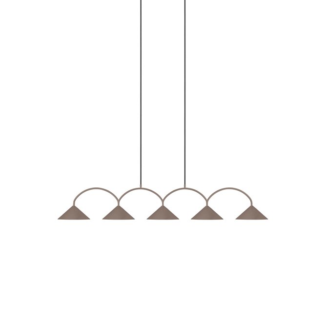 Nowoczesna lampa nad stół 5 kloszy mocca mousse Curve